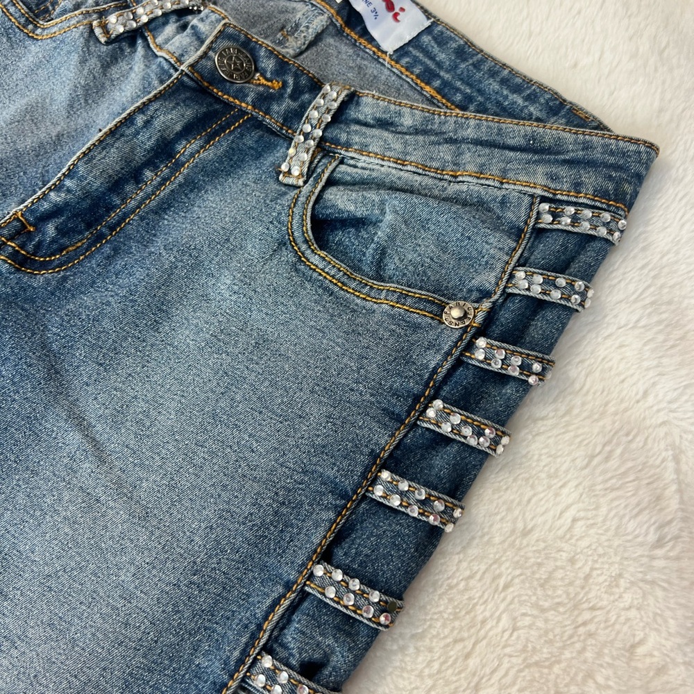 NWT Y2K Side-cut Sequin Blue Bootcut Women Jeans - 29